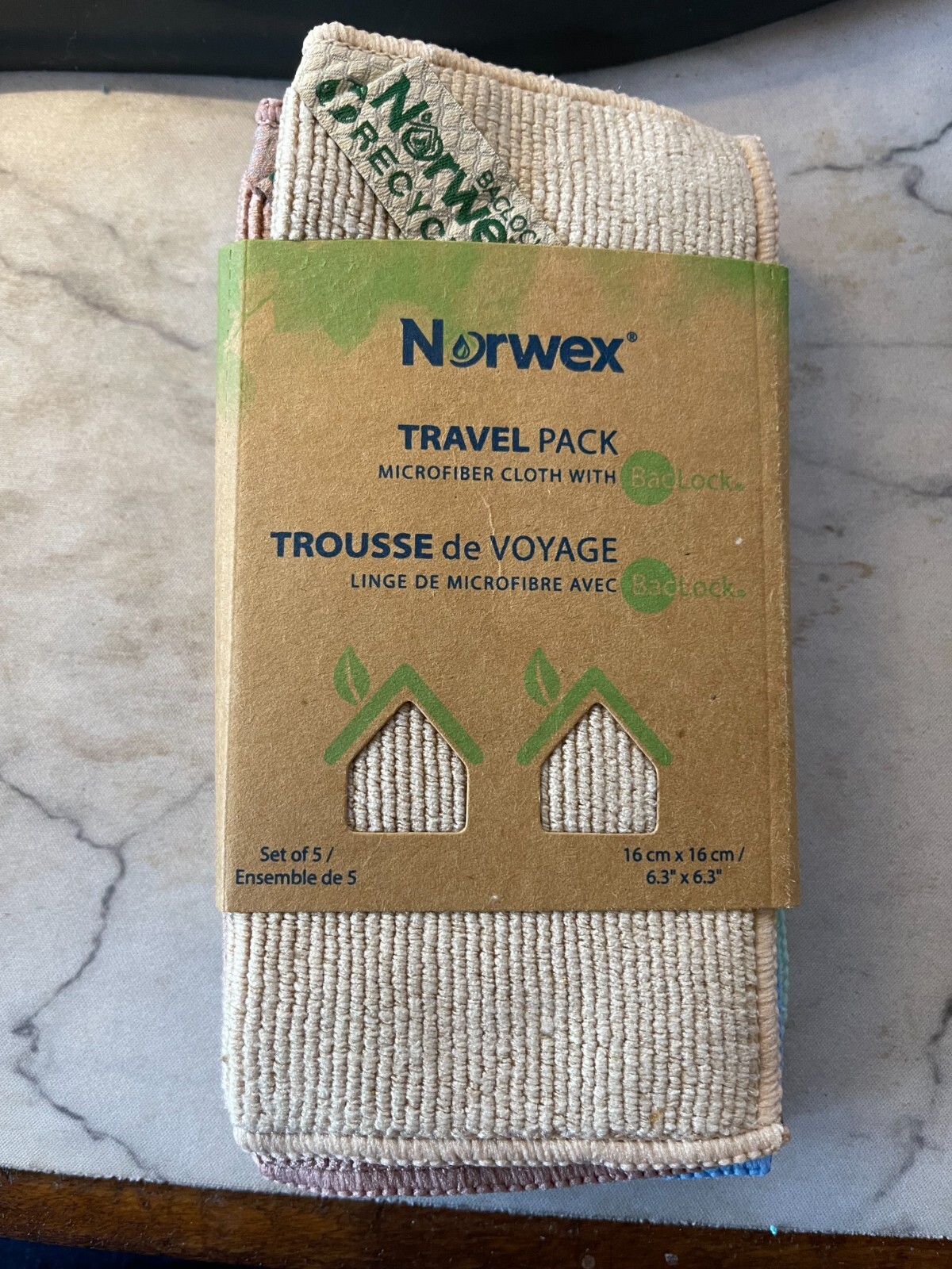 NEW Norwex Travel Pack EnviroCloth Microfiber Cloths With BacLock (5