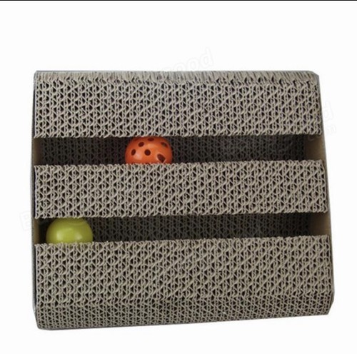 Cat Scratch Board Toy Incline Scratcher Kitty With Bell Ball Interactive Game  - Picture 9 of 11