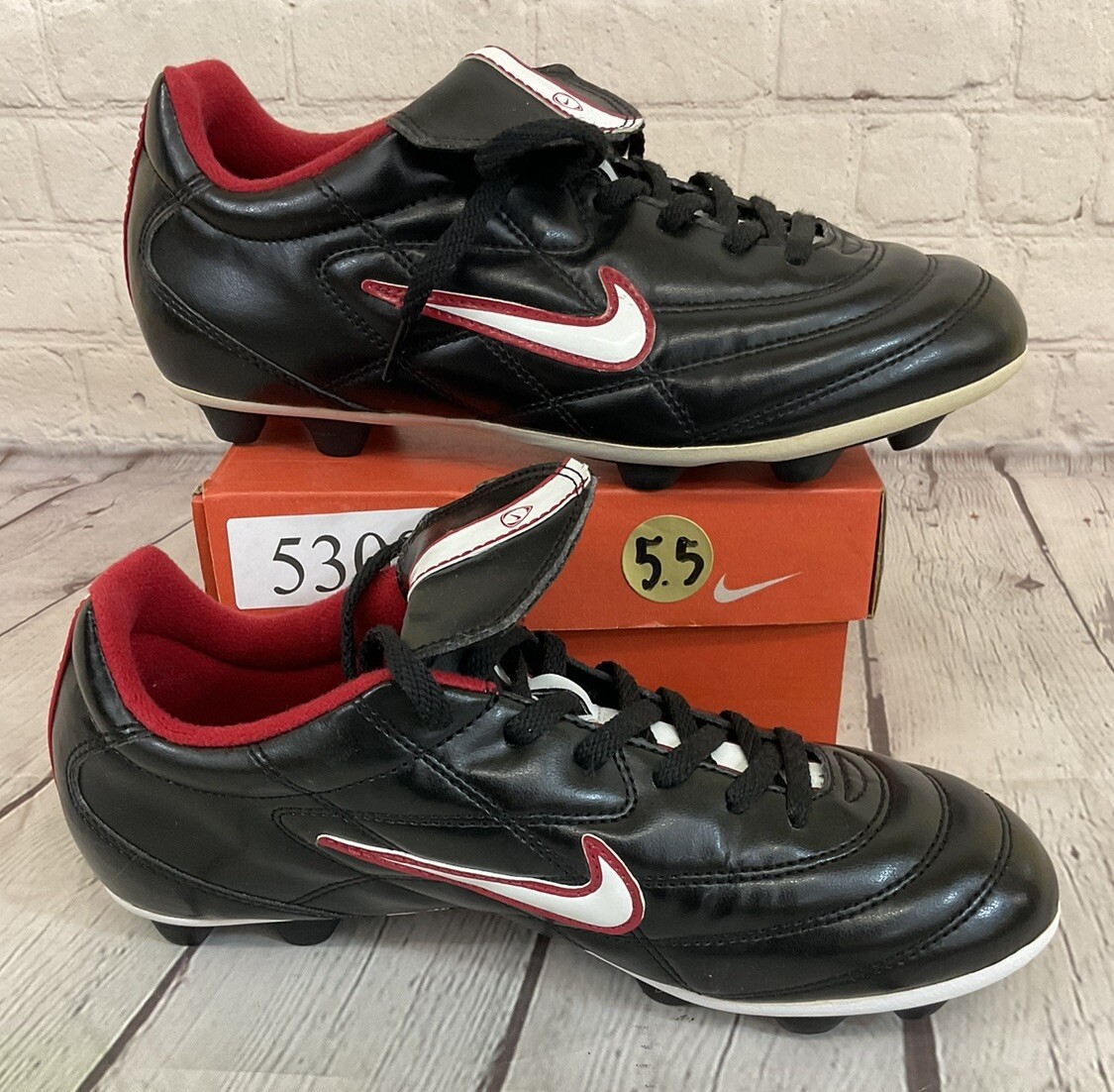 Nike JR Tiempo 750 VT Soccer Cleats Colors Black White Varsity Red