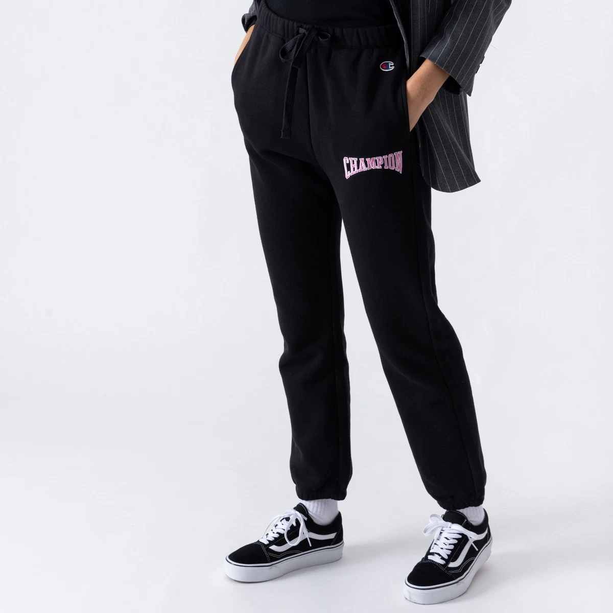 Champion Elastic Cuff Pants Women\'s Black Sportswear Sweatpants Athletic  Bootms | eBay