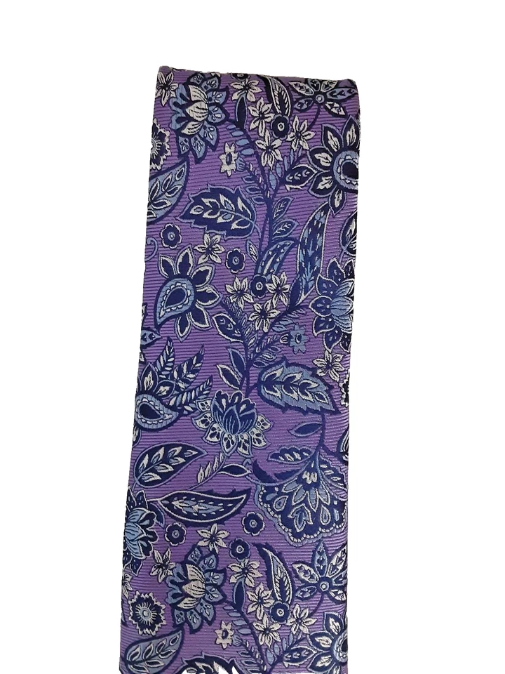 Corbata Daniel Cremieux Sevenfold Edición Limitada Púrpura Floral Paisley Foto 2 de 4