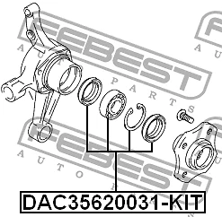 DAC35620031-KIT Febest REAR WHEEL BEARING REPAIR KIT 35X61.8X31 09267-35003-000, - Picture 2 of 4
