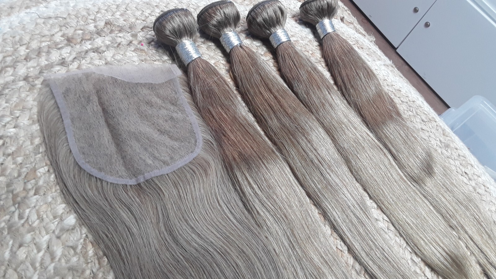 12A BRAZILIAN VIRGIN HUMAN HAIR 22+22+22+22&20INCH 5X5 ASH BLONDE 8# STRAIGHT