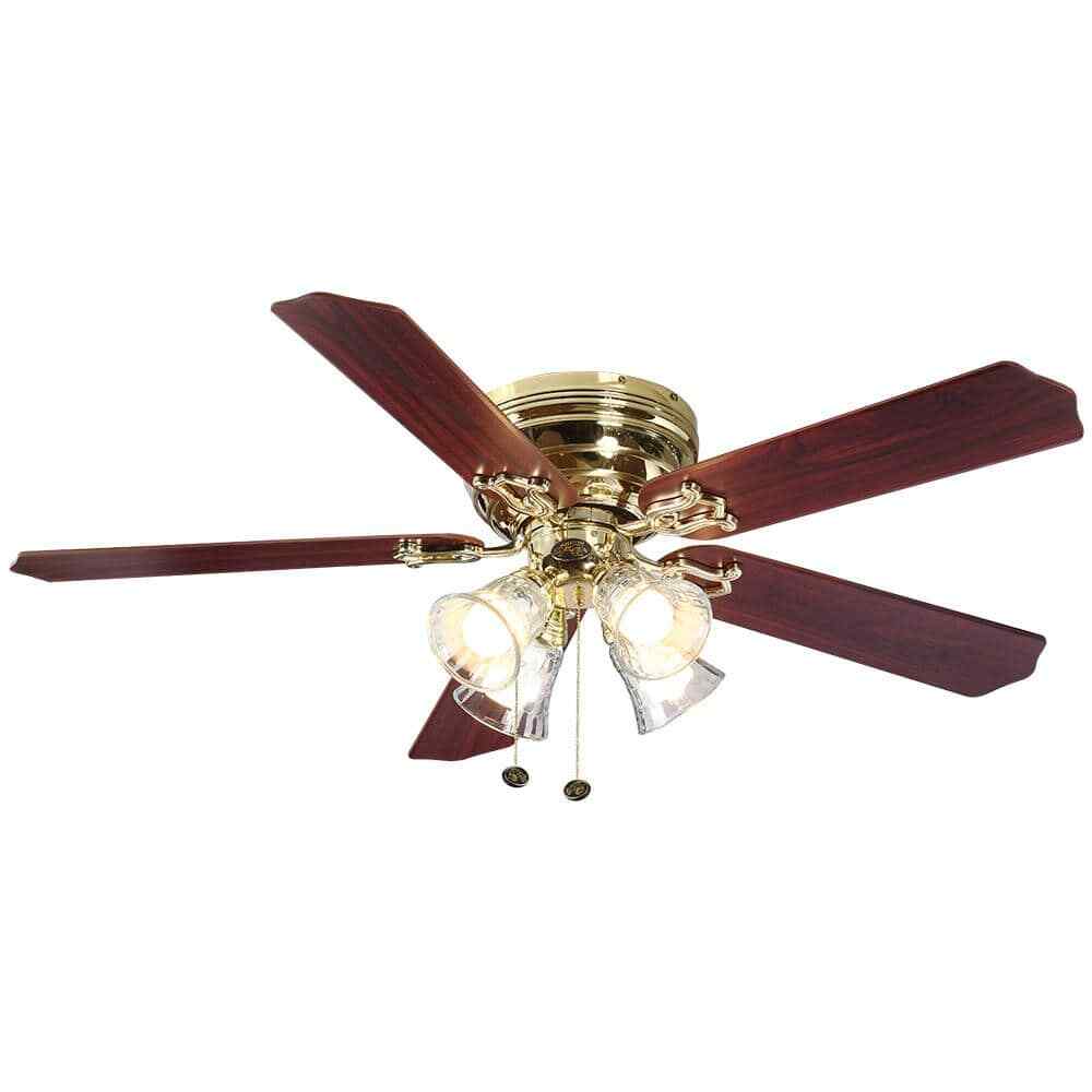 Hampton Bay Carriage House 52 in. LED Indoor Polished Brass Ceiling Fan