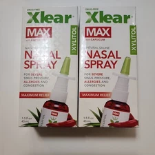 Xlear Max Nasal Spray with Capsicum Maximum Relief  1.5oz x2 Exp 10/2027+