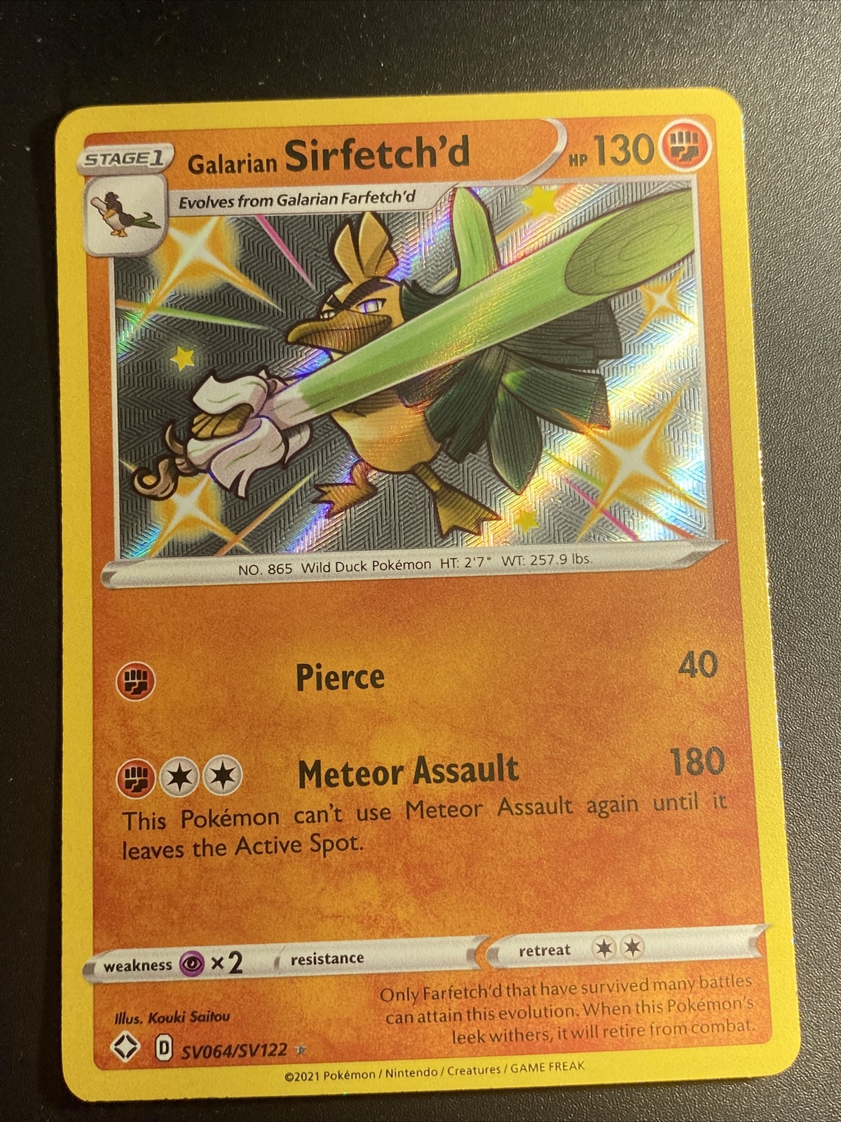 Galarian Sirfetch'd SV064/SV122 Shiny Holo Rare 2021 Pokemon Shining Fates NM