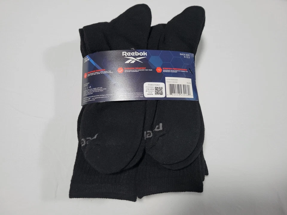 Calcetines de entrenamiento Reebok para hombre Crew- Performance 5 pares control de humedad talla 6-12,5 Foto 4 de 4