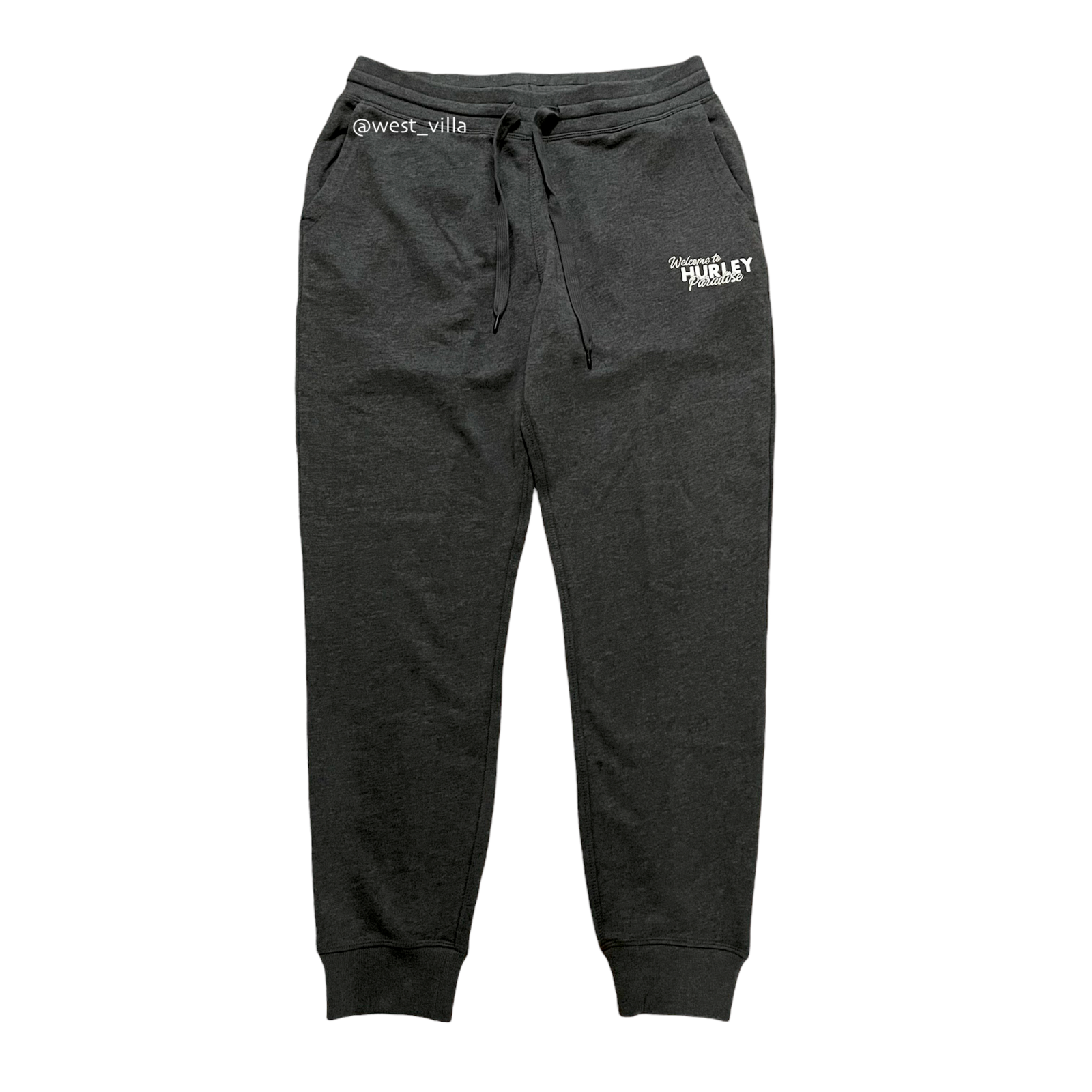 Hurley Sweatpants Welcome to Paradise Fleece Joggers Pants Mens Grey L Large