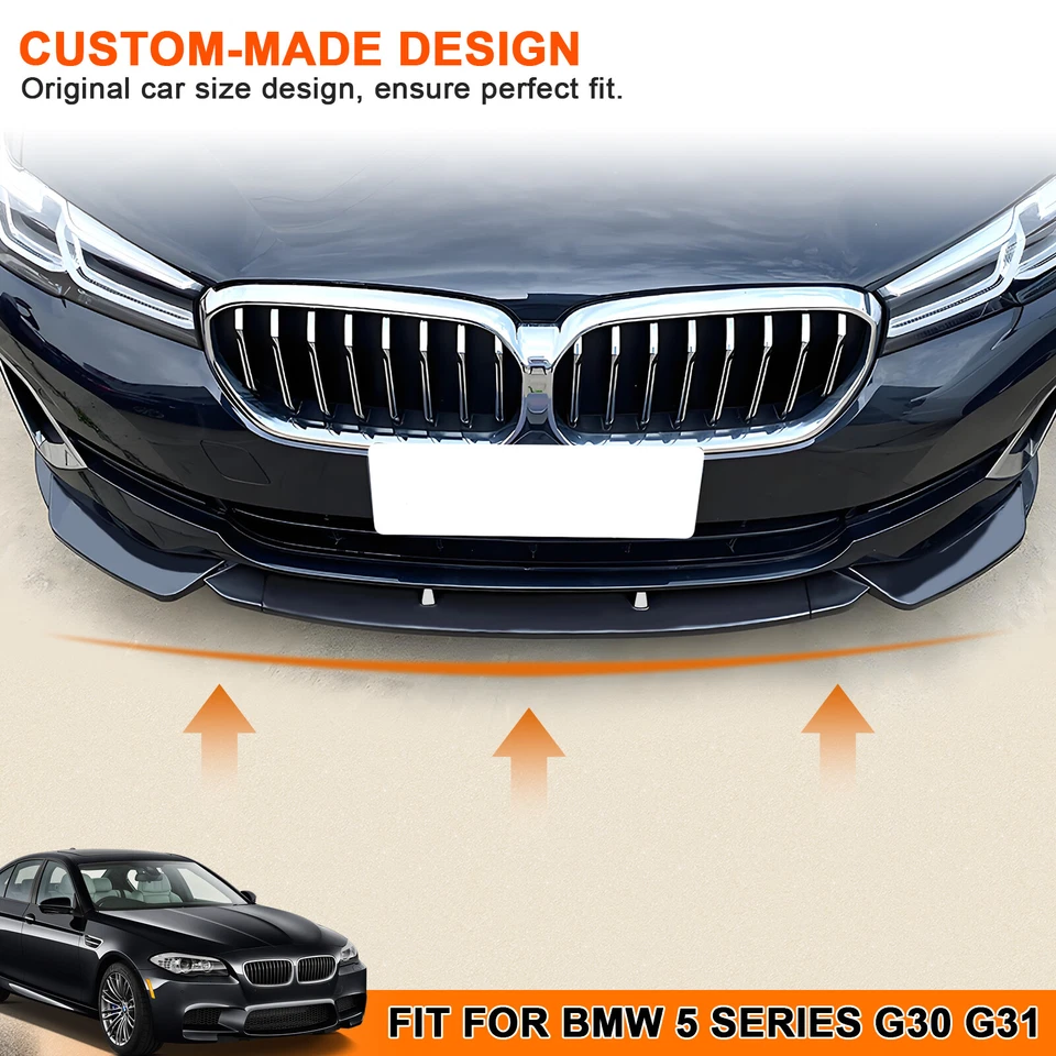 Front Bumper Lip for 2021+ BMW G30 G31 530i 540i 530e Base Sedan Glossy Black Foto 3 de 4