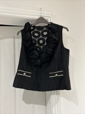 Kirsten Krog Design Fab Black Quirky Waistcoat/sleeveless Top Size 16 Nwot