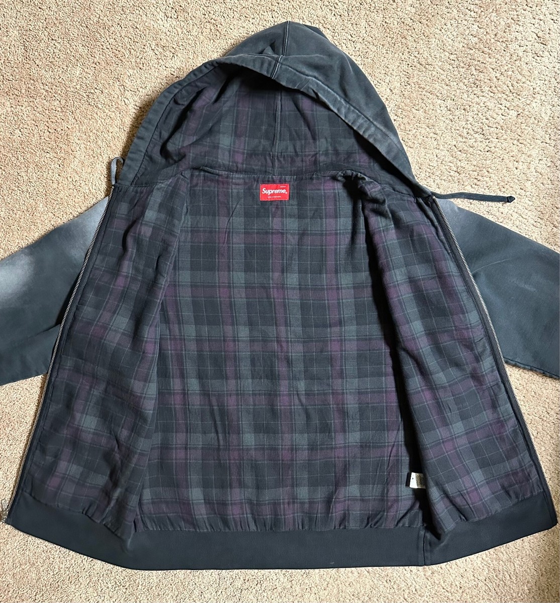 Supreme Bleached Zip Up Sweatshirt Hoodie Heavyweight Pigment Dyed