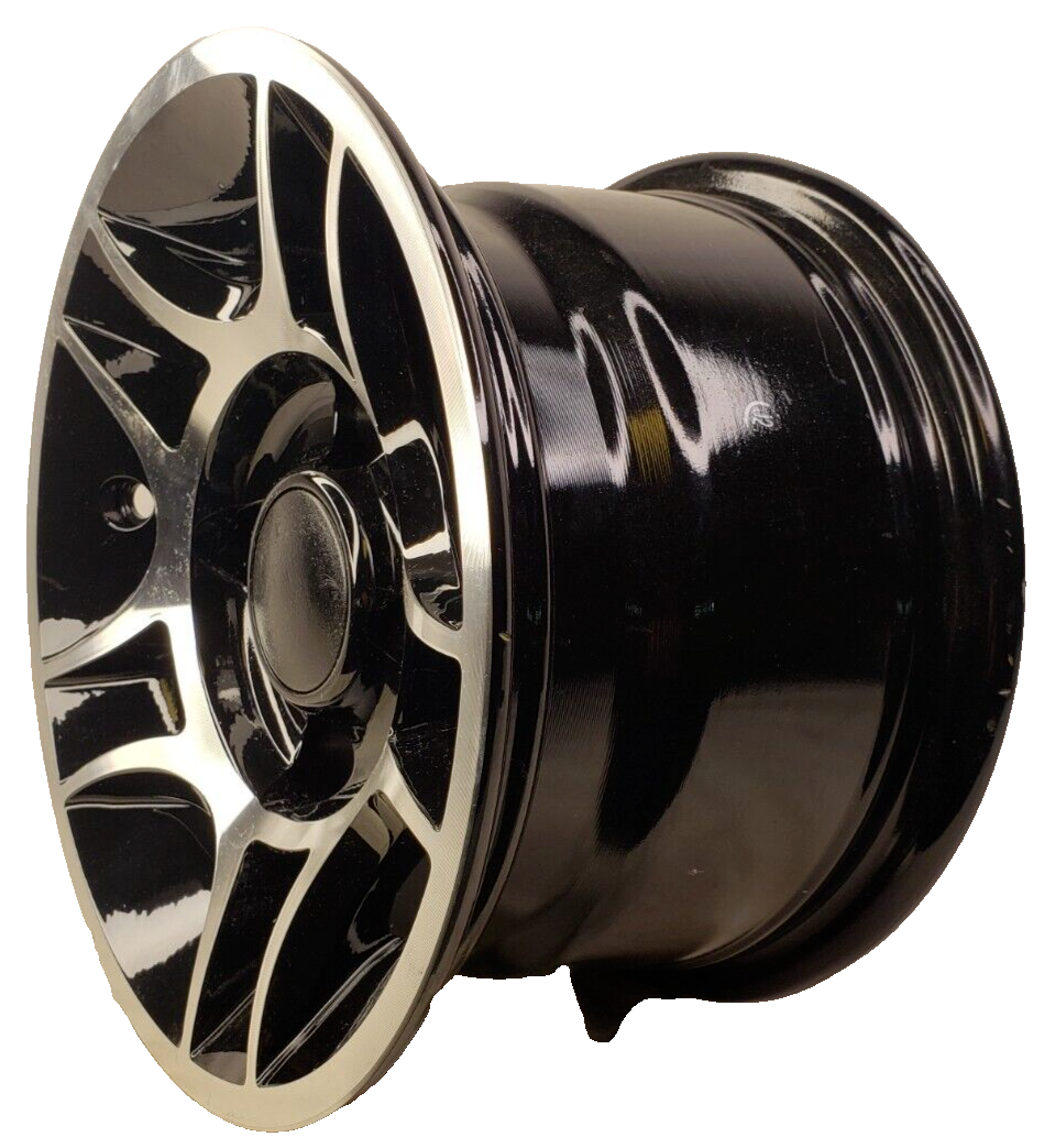 Club Car 10x6 4/4 Black & Machined Golf Cart Rims Wheels pull-off ...