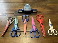 Craft Scissors Lot Of 6 Multicolor Scrapbook Art Decorative Edge And Hole Punch