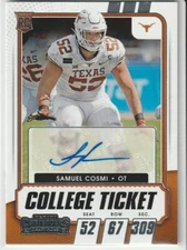 2021 Panini Contenders College Ticket Samuel Cosmi Texas Longhorns Auto RC