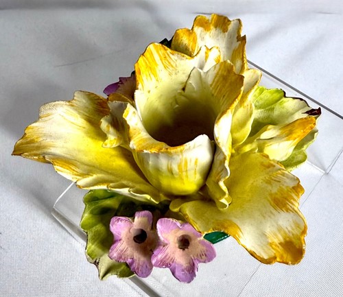 Portacandele vintage Capodimonte Made In Italy porcellana fiori dipinto a mano - Foto 8 di 9