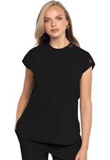 Scrubs Women's Med Couture AMP MC703 Round Neck Scrub Top Black BLK XXS-2XL NWT