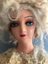 Antique Vintage W-K-IN Blonde Boudoir Doll w/ Eyelashes 27" Cloth/Composition