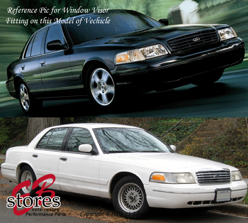 For Ford Crown Victoria 1998-11 Outside-Mounted Dark Smoke JDM Window Visors 4pc - Bild 4 von 4