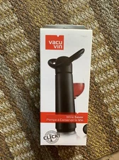 Vacu Vin Wine Saved New In Box Black With Wine Stoppers