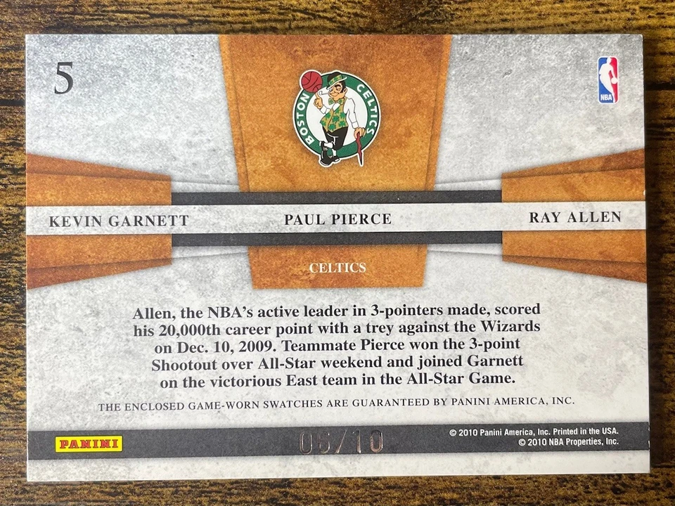 2009 Panini Absolute Memorabilia Team Trios GARNETT PIERCE ALLEN Patch /10 READ - Image 2 of 4