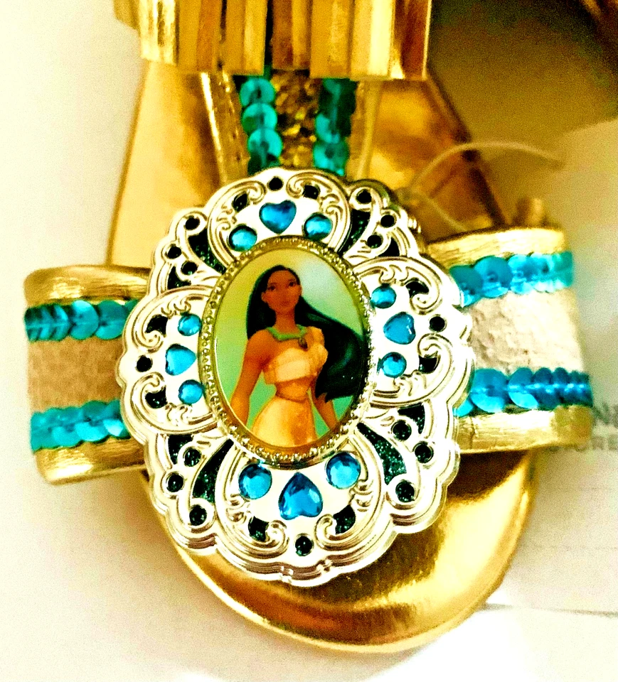 Disney Store Pocahontas Girls Sandals Dress Up Gold Fringe Shoes Size 7/8 NWT - Image 2 of 4