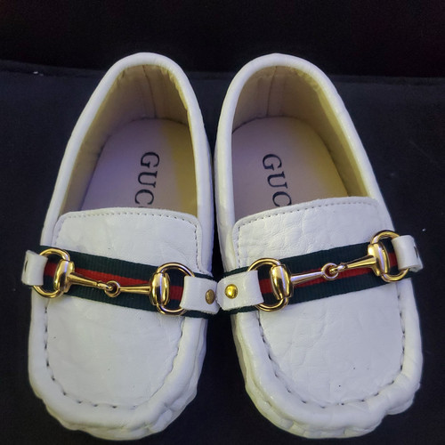 Gucci Toddler Boys White Leather Horsebit Loafer Shoes Size toddler