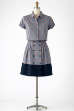 Carlisle 2PC Shirt and Skirt Set Gingham Embroidered Orange Dots Sz 8 VTG NWOT