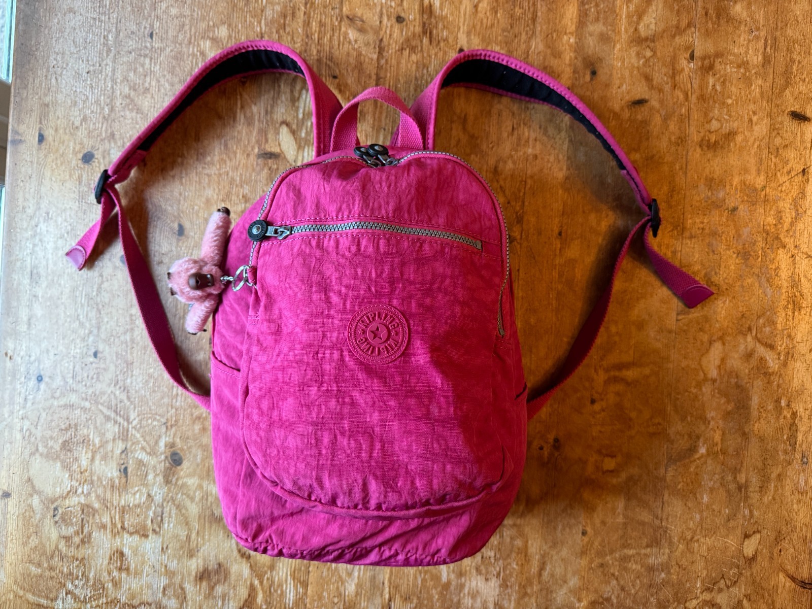 KIPLING PINK HANDBAG RUCKSACK BACKPACK MONKEY TEX… - image 1