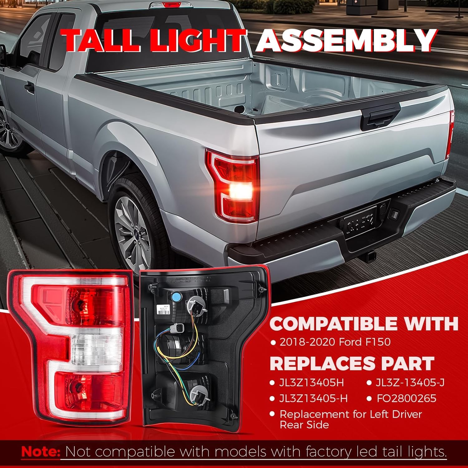 F150 Tail Lights Assembly Compatible With 2018 2019 2020 Ford F150 Left Driver S