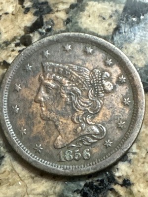 1856 Half Cent, Braided Hair Type, Great Details, Tough Date, Free shipping