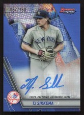 2019 Bowman's Best T.J. Sikkema Auto Autograph Blue Refractor #/150 #B19-TJS