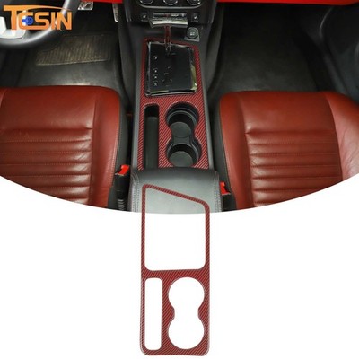 Red Carbon Fiber Console Gear Shift Panel Cover Trim For Dodge Challenger 09-14