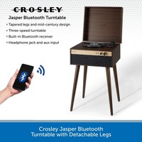 Crosley Jasper Record Player Turntable On Legs With Bluetooth Vintage 3-Speed