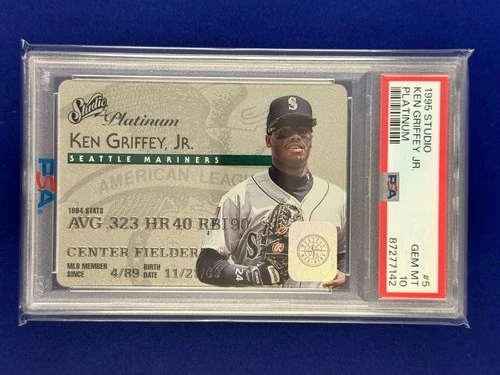 1995 Studio KEN GRIFFEY JR #5 Platinum PSA 10 Gem Mint Mariners HOF