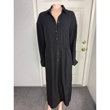 Everlane Women's Dress XL Button Long sleeve Pockets Viscose Stripe Collared B20