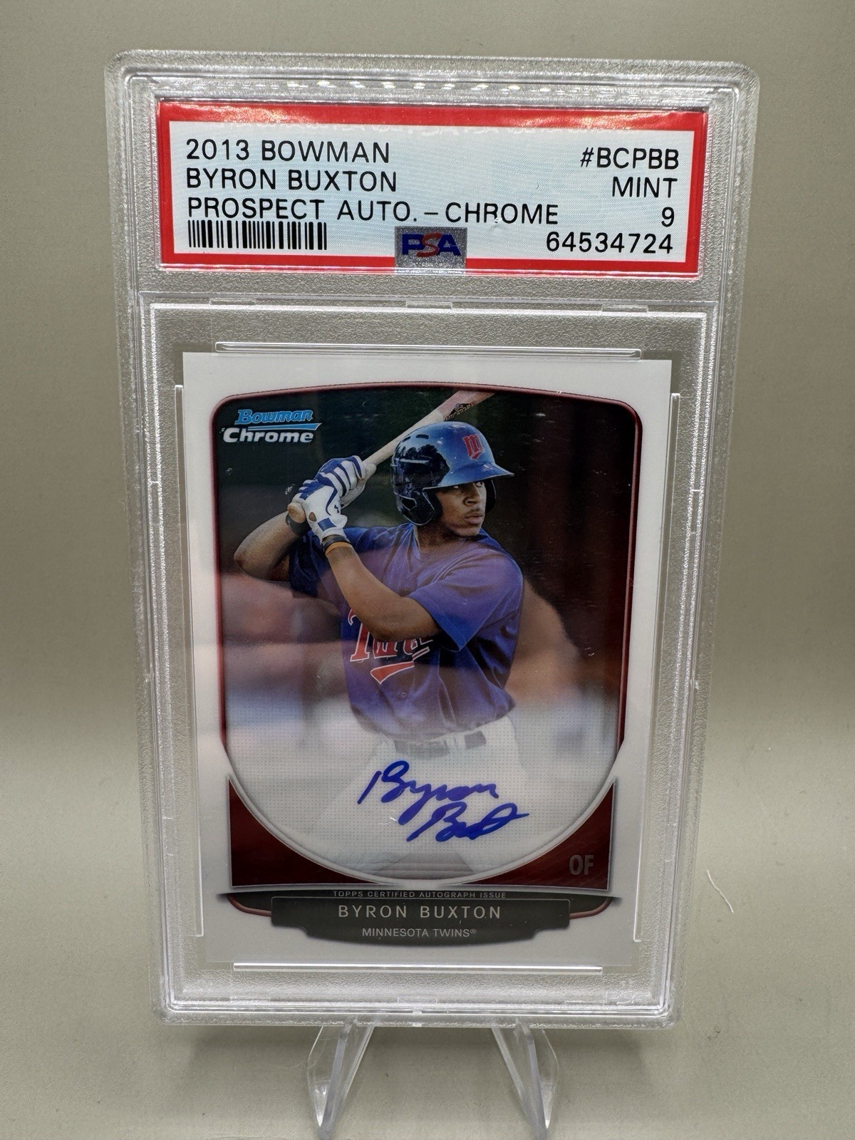 2013 Bowman Chrome Byron Buxton Prospect Autograph Rookie #BCP-BB PSA 9