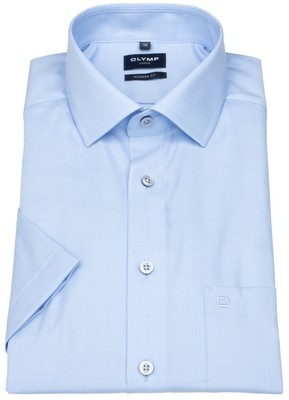 OLYMP Kurzarmhemd Modern Fit Global Kentkragen Struktur hellblau