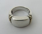 Vintage Modernist Lagos Caviar Ring Sterling Silver & 18K Yellow Gold Size 7 MCM — photo 1