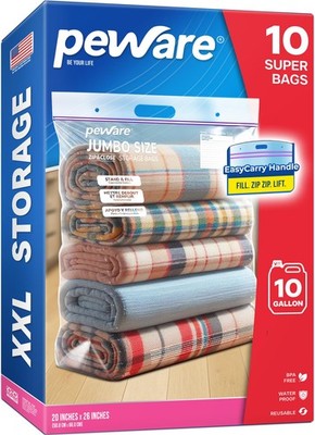 Extra Large Storage Bags with Zipper Seal, Jumbo XL Resealable Plastic Bags, ...