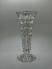 Vintage Clear Crystal Bud Vase Features A Thumbprint Bubble Design Germany 7"
