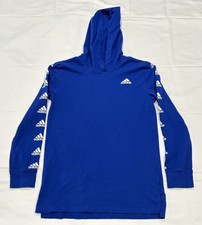 ADIDAS Boy  s Pullover Graphic Long Sleeve Hoodie Shirt Blue Size Medium 10-12 