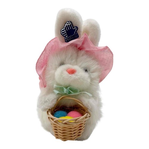 Vintage Applause CARLEY the Easter Bunny Plush w/ Pink Bonnet & Egg Basket 1984 - Picture 3 of 10