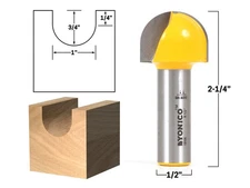 1" Diameter Core Box Router Bit - 1/2" Shank - Yonico 19105