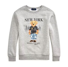 NWT Polo Bear Ralph Lauren Youth Unisex Sz 14-16 Gray New York Bear Sweatshirt