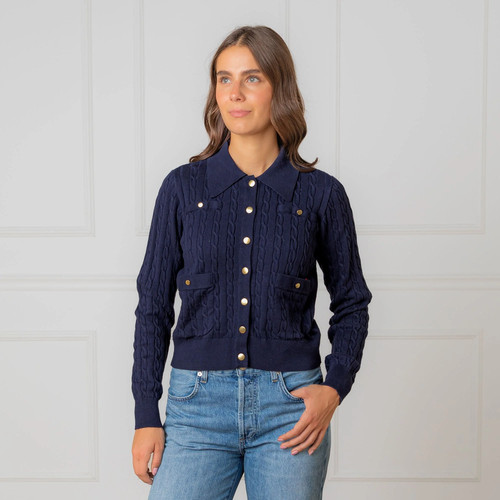 Hope & Henry Organic Collared Cardigan Cotton Women's Sweaters