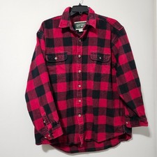 Field Stream Mens Red Black Buffalo Plaid Cotton Flannel Button Down Shirt L