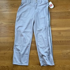 Brand New WILSON Youth Relaxed Fit Baseball Pants Gray w/ Green Piping LARGE YL