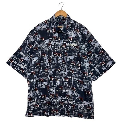 VTG Phat Farm Shirt Mens 2XL Blue Kimora Lee All Over Print Hip Hop Streetwear