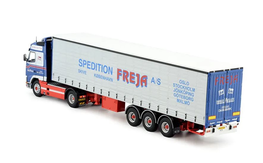 Camion TEKNO VOLVO FH01 Globetrotter 4x2 miniature 1/50 avec remorque FREJA