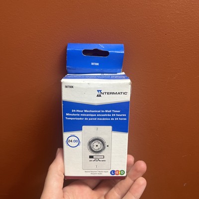 Intermatic IW700K White 20A Heavy-Duty 24-Hour Indoor Mechanical In-Wall Timer
